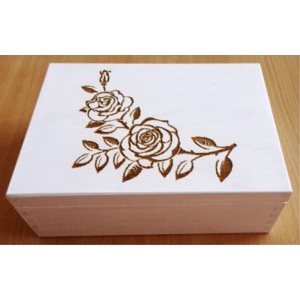 Krabička na čaj -  6 priehradky - ruže-gravír